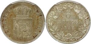 Q0411 Rare Germany Bavaria Bayern 6 Kreuzer 1840 PCGS MS64