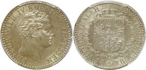 Q0415 Rare Germany Prussia 1/6 Thaler Wilhelm IV 1848 A PCGS MS63