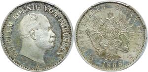 Q0420 Rare Germany Prussia 1/6 Thaler Wilhelm 1868 A PCGS PR63 PROOF