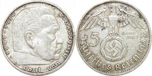 Q0506 Germany Berlin 5 Reichsmark Hinbenburg 1937 A Silver > Make Offer