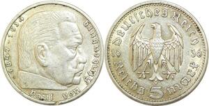 Q0529 Germany Berlin 5 Reichsmark Hinbenburg 1936 A Silver > Make Offer
