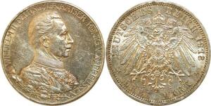 Q0552 Germany Berlin Prussia 3 Mark Wilhelm II 1913 A Silver AU+ > M Offer