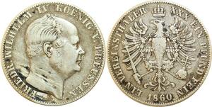 Q0556 Germany Brandenburg Prussia Vereinsthaler Fried Wilhelm IV 1860 >Offer
