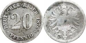 Q0565 Germany Kaiserreich 20 Pfennig 1876 C Silver > Make Offer