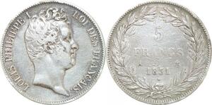 Q0567 France 5 Francs Louis Philippe I 1831 A Paris Tiolier Argent > Offer