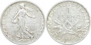 Q0574 France 1 Franc Semeuse 1916 Argent Silver > Make Offer