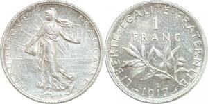 Q0575 France 1 Franc Semeuse 1917 Argent Silver SUP > Make Offer