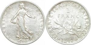 Q0581 France 1 Franc Semeuse 1917 Argent Silver SUP > Make Offer