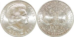 Q0593 France 100 Francs Marie Curie 1984 Silver UNC > Make Offer