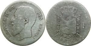 Q0596 Belgium 1 Franc Leopold II 1869 Silver > Make Offer