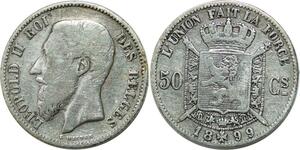 Q0601 Belgium 50 Centimes Leopold II 1889 Des Belges Silver > Make Offer