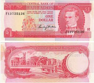 Q0667 Banknote Barbados 1 Dollar Samuel Jackman Prescod 1973 ->Make Offer