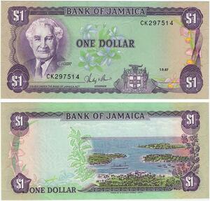 Q0675 Banknote Jamaica 1 Dollar Sir Alexander Bustamante 1987 UNC >M offer