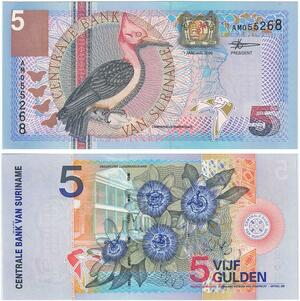 Q0689 Banknote South America Suriname 5 Gulden 2000 UNC ->Make Offer