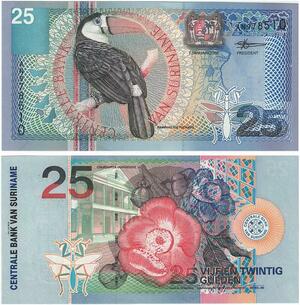 Q0698 Banknote South America Suriname 25 Gulden 2000 UNC ->Make Offer