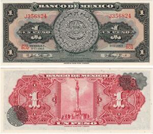Q0711 Banknote South America Mexico 1 Peso 1965 UNC ->Make Offer
