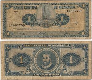 Q0728 Banknote South America Nicaragua 1 Cordoba 1968 ->Make Offer