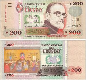 Q0739 Banknote Uruguay 200 Pesos Uruguyos Pedro Figari 2000 UNC ->M offer