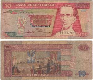 Q0752 Banknote Guatemala 10 Quetzales Miguel Garcia Granados 1982  ->M Offer