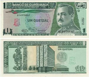 Q0756 Banknote Guatemala 1 Quetzal Jose Maria Orellana 1990 UNC ->Make Offer