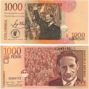 Q0771 Banknote Colombia 1000 Pesos Oro Jorge Eliecer Gaitan 2001 UNC ->Offer