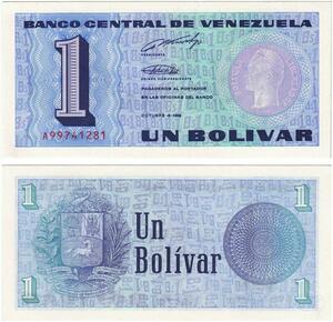 Q0777 Banknote Venezuela 1 Bolivar 1989 UNC -> Make offer