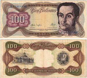 Q0782 Banknote Venezuela 100 Bolivares Simon Bolivar 1987 A-> Make offer
