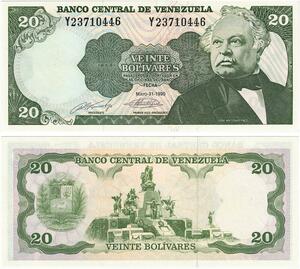 Q0786 Banknote Venezuela 20 Bolivares Jose Antonio Paez 1990 UNC >Offer
