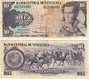 Q0788 Banknote Venezuela 10 Bolivares Arturo Michelena 1980 ->Make offer