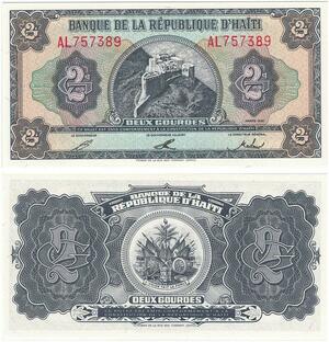 Q0795 Banknote South America Haiti 2 Gourdes 1992 UNC -> Make offer
