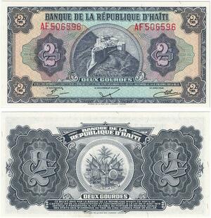 Q0799 Banknote South America Haiti 2 Gourdes 1992 UNC -> Make offer