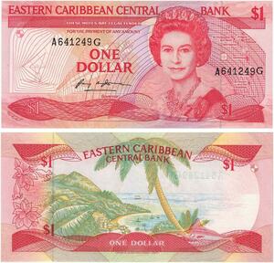Q0809 Banknote Eastern Caribean 1 Dollar Elizabeth II 1989 UNC -> Make offer