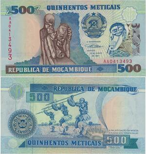 Q1028 Banknote Mozambique 500 Meticais 1991 UNC -> Make Offer