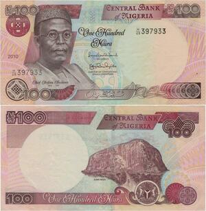 Q1042 Banknote Nigeria 100 Naira Chief Awolowo 2010 UNC -> Make Offer