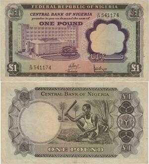 Q1043 Banknote Nigeria 1 Pound 1968 -> Make Offer