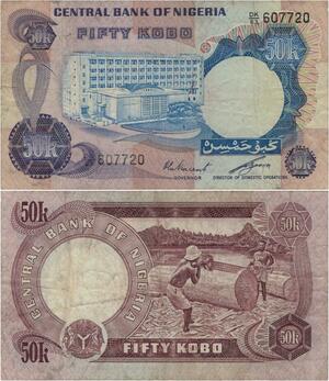 Q1046 Banknote Nigeria 50 Kobo 1973 -> Make Offer