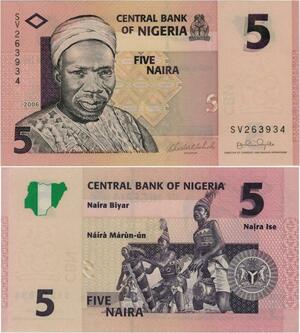 Q1050 Banknote Nigeria 5 Naira Alhaji Sir Abubakar Tafawa Balewa 2006