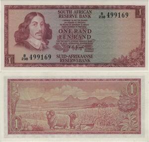 Q1058 Banknote South Africa 1 Rand Jan van Riebeeck 1973 - 1975 UNC