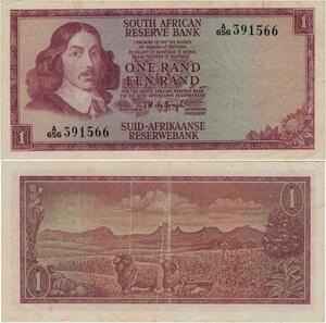 Q1061 Banknote South Africa 1 Rand Jan van Riebeeck 1973-1975 AU