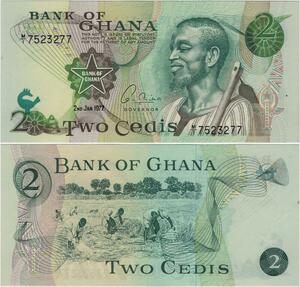 Q1089 Banknote Ghana 2 Cedis 1977 UNC -> Make Offer