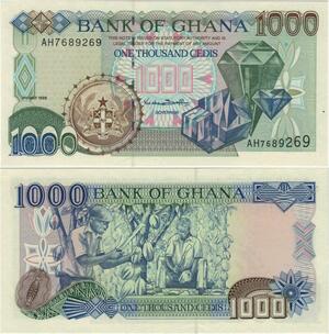 Q1090 Banknote Ghana 1000 Cedis 1995 UNC -> Make Offer