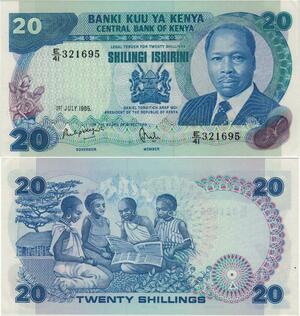 Q1092 Banknote Kenya 20 Shillings President Toroitich Arap Moi 1995 UNC