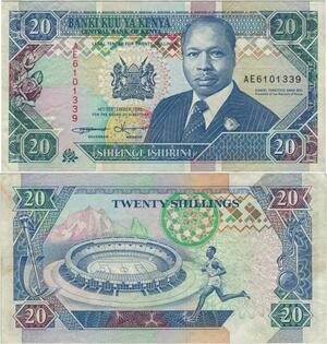 Q1097 Banknote Kenya 20 Shillings President Toroitich Arap Moi 1993 UNC