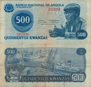 Q1104 Banknote Angola 500 Kwanzas Dr Agostinho Neto 1975 -> Make Offer