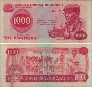 Q1106 Banknote Angola 1000 Kwanzas Antonio Agostinho Neto 1975 ->Make Offer
