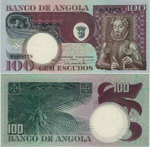 Q1109 Banknote Angola 100 Escudos Luis Vaz de Camões 1973 UNC -> Make Offer