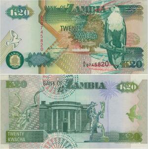 Q1138 Banknote Zambia 20 Kwacha Aigle 1992 UNC -> Make Offer