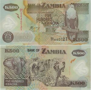 Q1139 Banknote Zambia 500 Kwacha Aigle 2006 UNC -> Make Offer