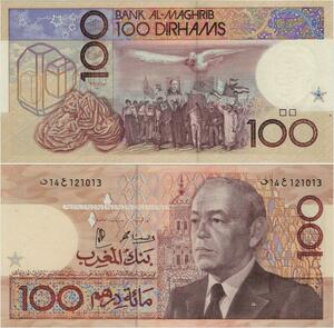 Q1303 Banknote Morocco 100 Dirhams King Hassan II 1987 - 1407 UNC ->Offer