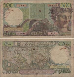 Q1325 Banknote Algeria 500 Francs 1956 -> Make offer